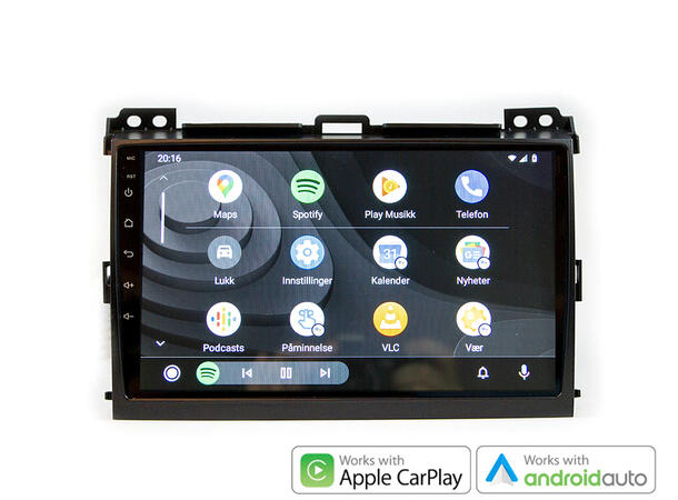 Hardstone 9" Apple CarPlay/Android Auto LC120 (2003-2009) u/Navi m/Akt.høytt.