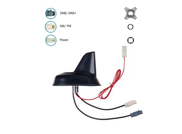 ATTB DAB/FM-antenne - Fakra Aktiv sharkantenne for takmontering