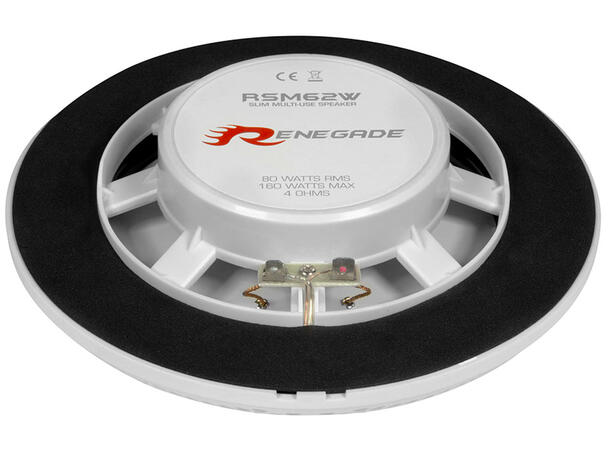 Renegade 6½" 2-veis slim marinehøyttaler 80/160W, Hvit, slim 25mm dybde