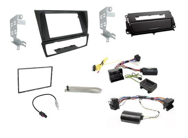 ConnectED Komplett 2-DIN monteringskit BMW 3-Serie (2005-2011) m/Auto AC - Grå