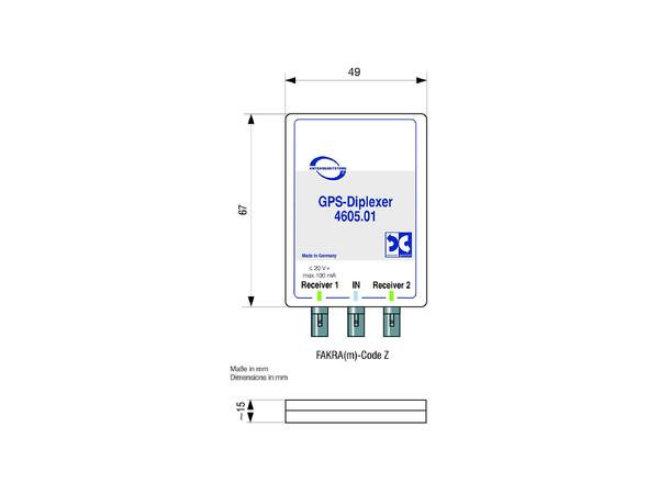 ATTB GPS splitter - Fakra For å benytte 1 GPS antenne på 2 enheter