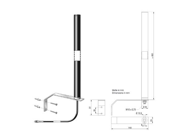 ATTB DAB-antenne - FME Leveres med veggfeste