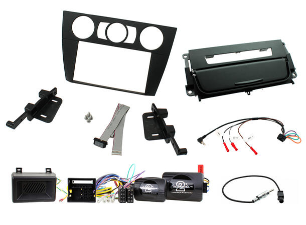 ConnectED Komplett 2-DIN monteringskit BMW 3-Serie (2005-2011) m/Manu AC - Grå