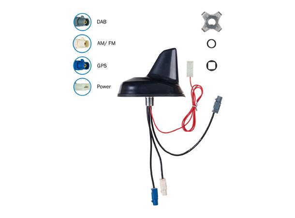 ATTB DAB/FM/GPS-ant. - Fakra Aktiv sharkantenne for takmontering