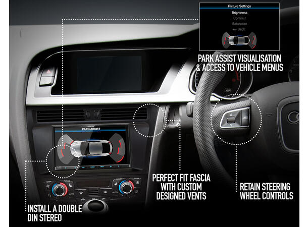 Connects2 Komplett monteringskit 2-DIN A4/A5 (2008-2016) m/Concert m/akt.høytt.