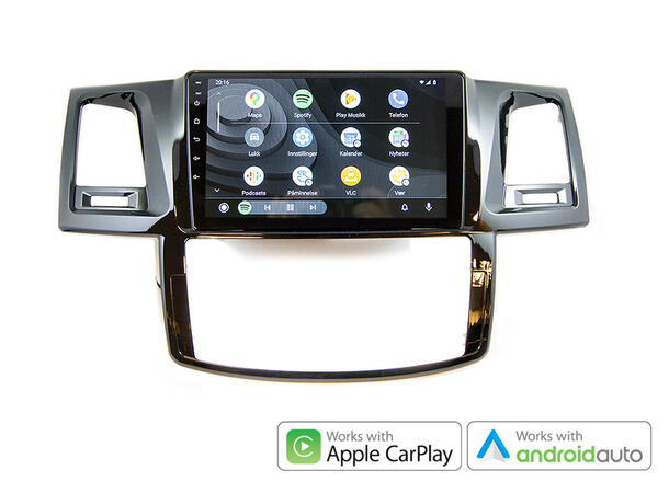 Hardstone 9" Apple CarPlay/Android Auto Toyota Hilux (2006 - 2011) m/Manuell AC
