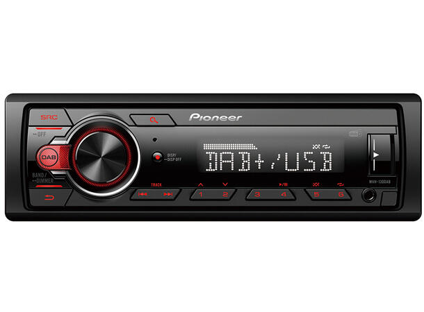 Pioneer MVH130DAB, kort chassis 1-DIN Mecha-less Media radio (uten CD)