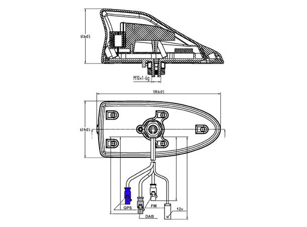 ConnectED FM/DAB/GPS-haifinneantenne For montering på tak