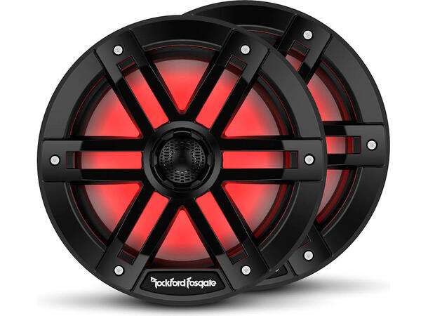 Rockford Fosgate Marine, 8" Sort Marine 8", 2-veis, 150/600W, LED-lys