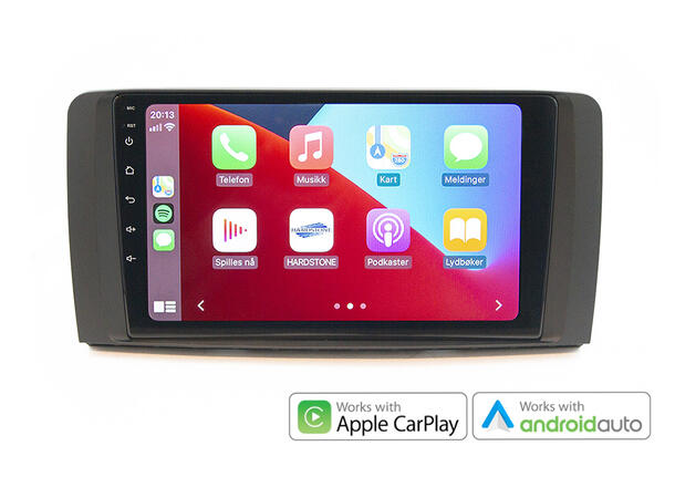 Hardstone 9" Apple CarPlay/Android Auto MB R-klasse (2005-2012) u/akt.høytt.