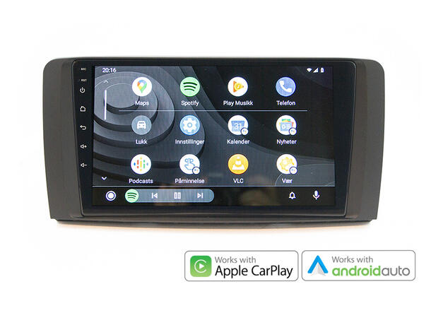 Hardstone 9" Apple CarPlay/Android Auto MB R-klasse (2005-2012) u/akt.høytt.