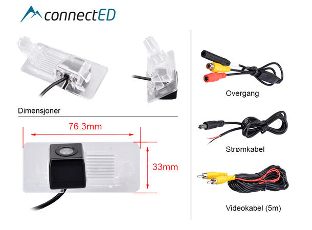 ConnectED Ryggekamera (skiltlys) (CVBS) Skoda/Volkswagen (2010 -->)