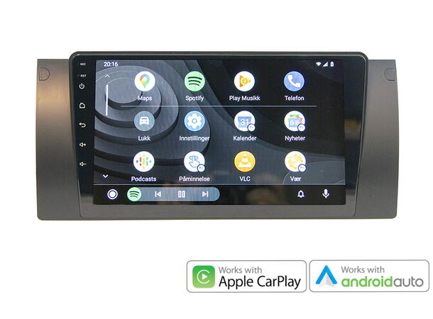 Hardstone 9" Apple CarPlay/Android Auto BMW 5 (1996 - 2003) u/Multifunk.ratt