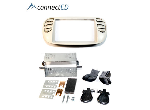 ConnectED Premium monteringskit 2-DIN FIAT 500 (2007 - 2015) Pearl White