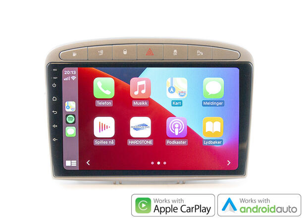 Hardstone 9" Apple CarPlay/Android Auto 308/RCZ (2007-2015) u/ryggesensorer Sølv