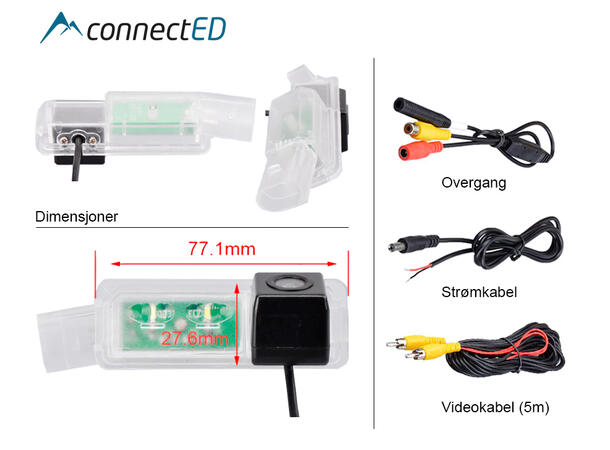 ConnectED Ryggekamera (skiltlys) (CVBS) Audi/Seat/Porsche/VW (2006 -->)