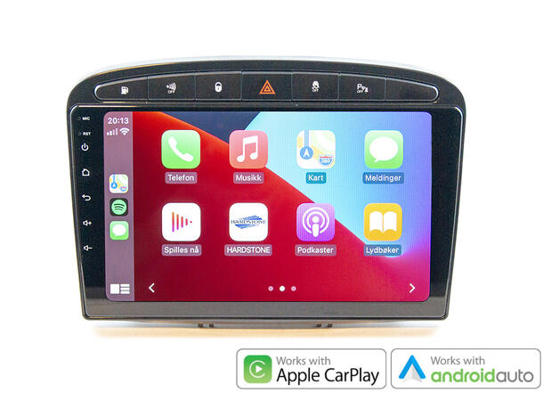 Hardstone 9" Apple CarPlay/Android Auto 308/RCZ (2007-2015) u/ryggesensorer Sort
