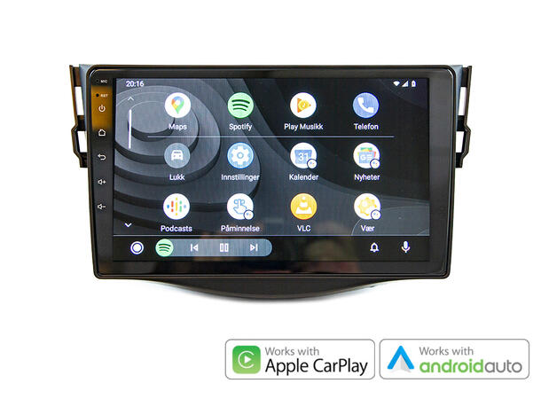 Hardstone 9" Apple CarPlay/Android Auto Rav4 (2006 - 2009) u/multifunksjonsratt