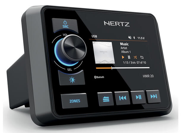 Hertz HMR20 Marine radio m/DAB/bt 100% vanntett front IP66, 4 x 50W