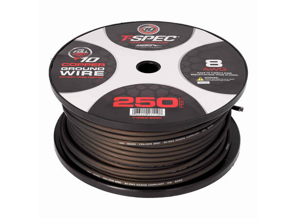 Metra Marine matt sort jordkabel 8AWG / 10mm² - 250 ft / 76  meter