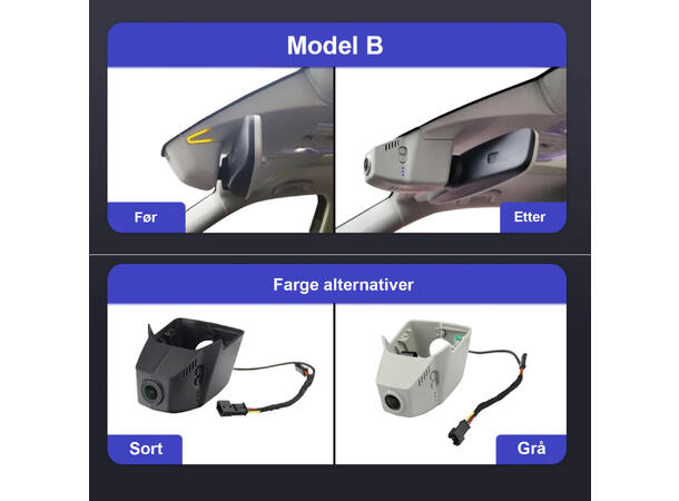 FITCAMX Integrert 4K Dashcam (foran+bak) VW/Skoda (2015 -->) "Model B" Grå