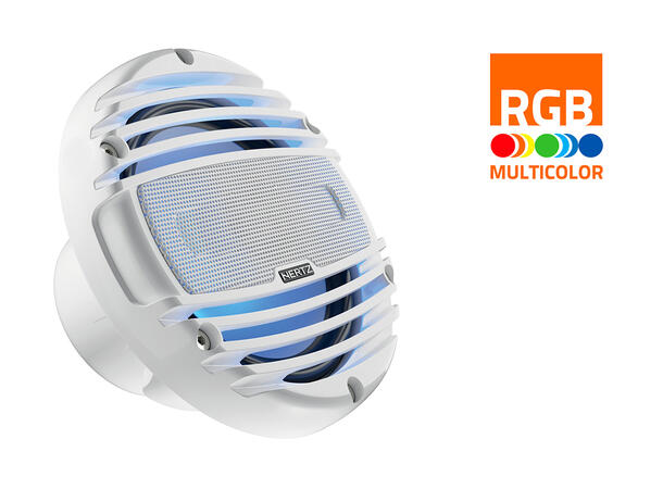 Hertz HMX65LDTW, 6½" koaxial 2-veis hvit Sprutsikker IP65, 150W, RGB-LED