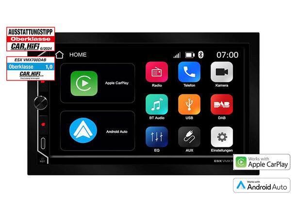 ESX 7" LCD/DAB+/FM/USB/SD/BT 2-DIN DAB mediaspiller med masse utstyr