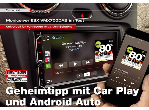 ESX 7" LCD/DAB+/FM/USB/SD/BT 2-DIN DAB mediaspiller med masse utstyr