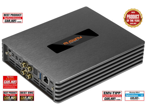 Musway 6-kanals DSP-forsterker 780W RMS i 2 Ohm, leveres uten ISO