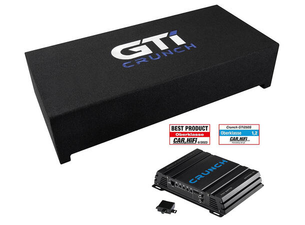 CRUNCH GTI250S + GPX750.1D Basspakke med 10" downfire og mono