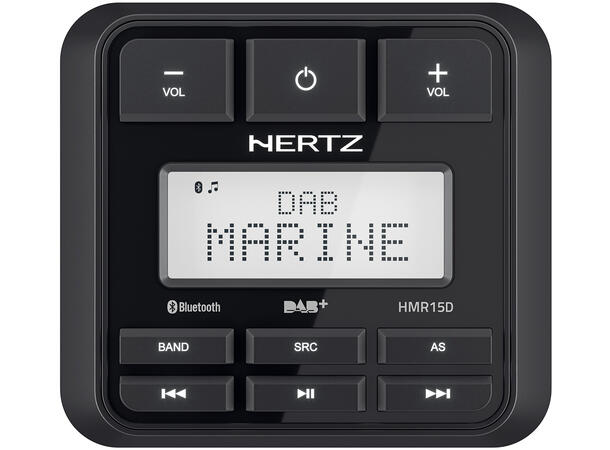 Hertz HMR15D Marine DAB+ radio m/bt 100% vanntett front IP66, 4 x 50W