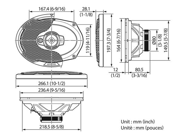 Kenwood KFCPS6976 Fulltone, 6x9" 3-veis 550W maks