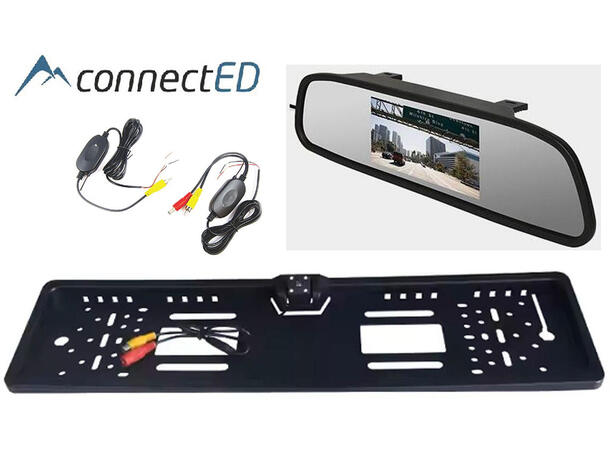 ConnectED Trådløs Ryggekamerapakke Komplett pakke med speilmonitor