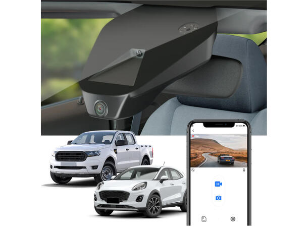 FITCAMX Integrert 4K Dashcam (foran+bak) Ford Ranger/Puma (2019 -->)