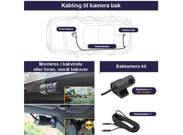 FITCAMX Integrert 4K Dashcam (foran+bak) Skoda (2013 - 2022) "8677" Sort