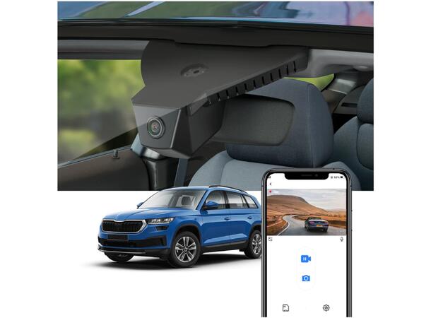FITCAMX Integrert 4K Dashcam (foran+bak) Skoda (2013 - 2022) "8677" Sort