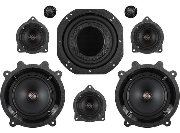 Musway høyttalersett for Tesla 3/Y Front, senter og subwoofer