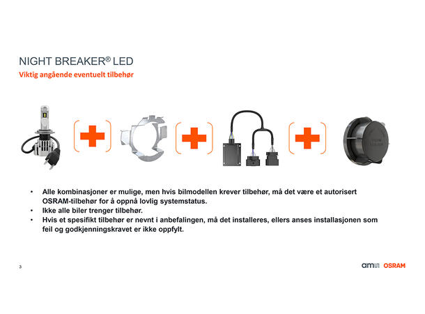 Osram Night Breaker H4 LED LED, H4, 2pk, Godkjent LED pære