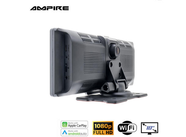 Ampire Apple Carplay/Android Auto Frittstående 10" skjerm m/DVR