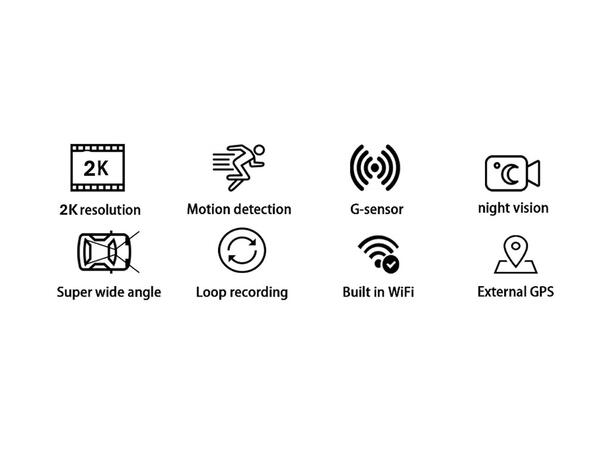 ConnectED Dashbordkamera 1 kanals WiFi, 2K, 30 b/s