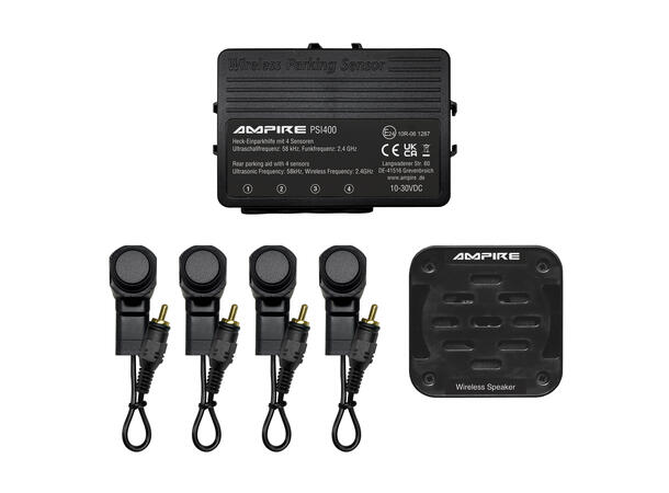Ampire parkeringshjelp 4-veis Matt svart, sensormontering bakfra 