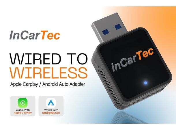 InCarTec Kablet til trådløs Apple Carplay/Android Auto Mini-adapter