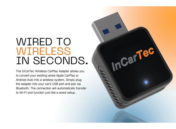 InCarTec Kablet til trådløs Apple Carplay/Android Auto Mini-adapter