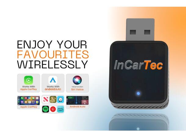InCarTec Kablet til trådløs Apple Carplay/Android Auto Mini-adapter