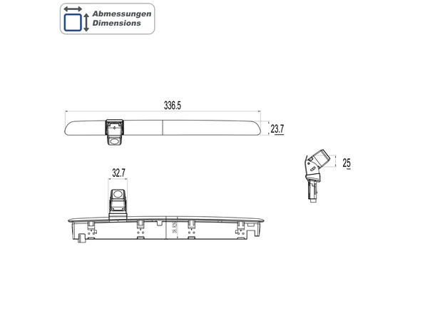 Ampire Ryggekamera (Bremselys) (CVBS) VW T6/T6.1 med topphengslet dør 