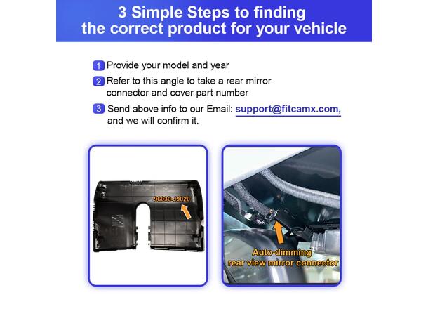 FITCAMX Integrert 4K Dashcam (foran) Hyundai Kona 2022-2023