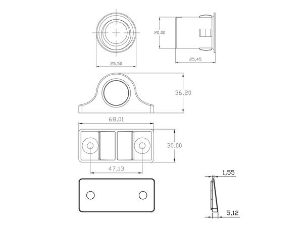 Ampire parkeringshjelp 4-veis GPS Matt svart, sensormontering forfra 