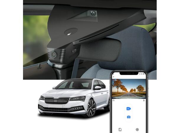 FITCAMX Integrert 4K Dashcam (foran) Skoda Superb / Sort 