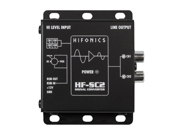 HiFonics HF-SC2-ISO høy-lav nivå adapter 2-kanals. ISO-tilkobling