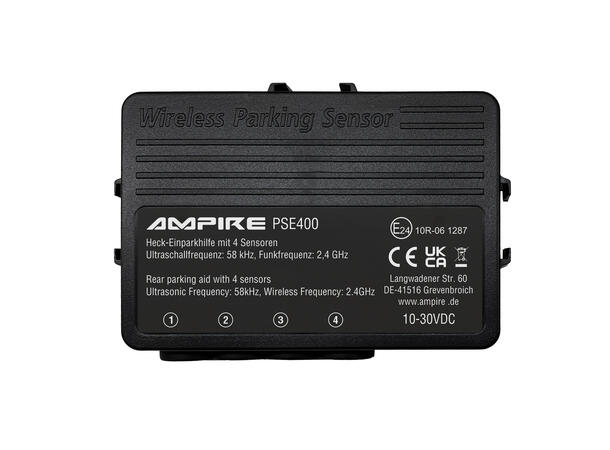 Ampire parkeringshjelp 4-veis Matt svart, sensormontering forfra 
